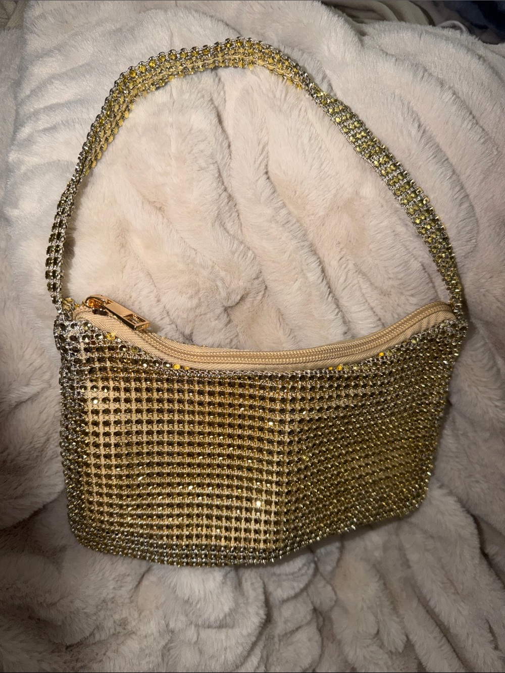 Fashion Nova Gold Crystal Mini Shoulder Bag